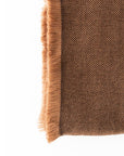 Hay Brown Twill Merino Handwoven Throw showcasing soft twill weave and fringe detail in warm brown color.