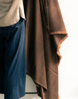 Hay Brown Twill Merino Handwoven Throw Styled On A Ladder