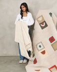 Sea Shell White Textured Checks Handloom Throw