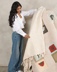 Sea Shell White Textured Checks Handloom Throw