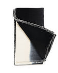 Ink Black White Ombre Textured Throw In Hand Spun Merino And Hand Stitched Hem