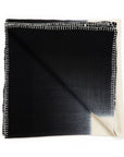 Ink Black White Ombre Textured Throw In Hand Spun Merino And Hand Stitched Hem