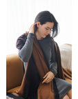 Iris Brown Cashmere Merino Handwoven Scarf