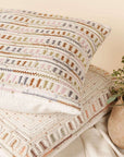 Dahli Coral Multicolor Artisanal Hand Embroidered Pillow Cover featuring intricate hand embroidery.