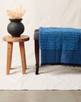 Macaroon Midnight Dark Blue Textured Merino Handloom Throw