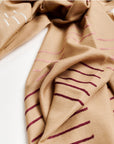 Maple Beige Handwoven Hand Embroidered Classic Scarf with colorful embroidery patterns.