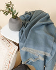 Moonlight Blue Handloom Merino Throw