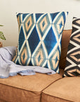 Tisa Indigo Handcrafted Shibori Geometri Print Mulberry Silk Pillow