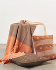 Chestnut Orange Cream Color Block Handwoven Merino Throw