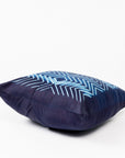 Naami Indigo Geometric Shibori Print Silk Pillow