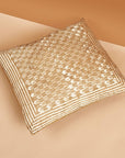 Oasis Gold Wax Block Print Mulberry Silk Pillow