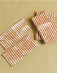 Oak Brown Stripes Cotton Wax Block Printed Zero Waste Envelope Pouch