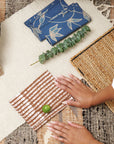 Oak Brown Stripes Wax Block Print Cotton Table Napkin ( set of 4 )
