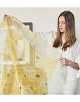 Primrose Turmeric Hand Painted Floral Print Shibori Large Square Silk Scarf