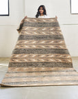 Uneven Arrows Hand Woven Wool Jute Rug In Earthy Hues
