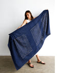 Rosewood Indigo Hand Knotted Stripes Handloom Merino Throw