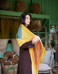 Cirq Sun Yellow Multicolor Modern Artisan Linen Silk Scarf