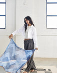 Samu Indigo Hand Printed Shibori Silk Chiffon Scarf