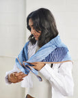 Samu Indigo Hand Printed Shibori Silk Chiffon Scarf