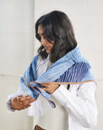 Samu Indigo Hand Printed Shibori Silk Chiffon Scarf