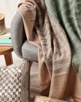 Salvia Green Brown Textured Handwoven Artisanal Merino Queen Size Bedspread