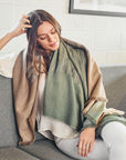Salvia Green Brown Merino Ombre Handloom Throw