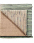 Salvia Green Brown Merino Ombre Handloom Throw showcasing intricate handloom detailing and modern design.