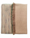 Salvia Green Brown Handwoven Merino Queen Size Bedspread