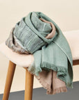Salvia Green Brown Merino Ombre Handloom Throw