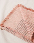 Silica Rose In Shades of Salmon Gray Stripes Pattern Soft Handwoven Merino Throw