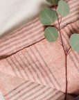 Silica Rose In Shades of Salmon Pink Gray Stripes Pattern Soft Handwoven Merino Throw
