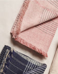 Silica Rose In Shades of Salmon Gray Stripes Pattern Soft Handwoven Merino Throw