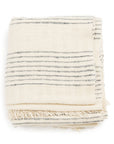 Silica Chalk Off White And Gray Stripes Pattern Soft Handwoven Merino Throw