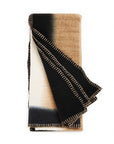 Ink Black White Ombre Textured Throw In Hand Spun Merino And Hand Stitched Hem