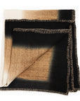 Siro Brown And White Ombre Textured Throw In Hand Spun Merino And Hand Stitched Hem