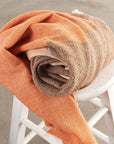 Chestnut Orange Cream Brown Color Block Handwoven Soft Merino Throw