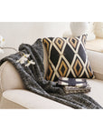 Tisa Black Handcrafted Shibori Print Mulberry Silk Pillow Cover