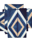 Tisa Indigo Hand Crafted Shibori Print Cotton Table Napkin set of 4 featuring modern geometric design and rich colors.