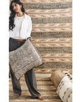 Uneven Arrows Hand Woven Wool Jute Rug In Earthy Hues