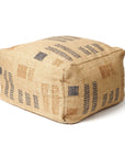 Wheat Geometrical Pattern Jute Cotton Handloom Pouf