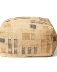 Wheat Geometrical Pattern Jute Cotton Handloom Pouf