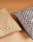 Oasis Charcoal Hand Crafted Wax Block Print Mulberry Silk Pillow
