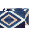 Tisa Indigo Hand Crafted Shibori Print Cotton Table Napkin set of 4 with vibrant blue and cream geometric patterns.
