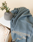 Moonlight Blue Handloom Merino Throw