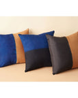 Aakar Indigo Gold Color Block Mulberry Silk Pillow