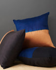 Aakar Indigo Gold Color Block Mulberry Silk Pillow