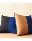 Aakar Indigo Gold Color Block Mulberry Silk Pillow