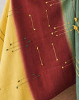 Avocado Green Multi Color Warm Hues Hand Woven Hand Knotted Textured Merino Throw featuring bold earthy tones.