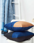Aakar Mor Black & Indigo Color Block Mulberry Silk Pillow