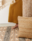 Uneven Arrows Hand Woven Wool Jute Rug In Earthy Hues